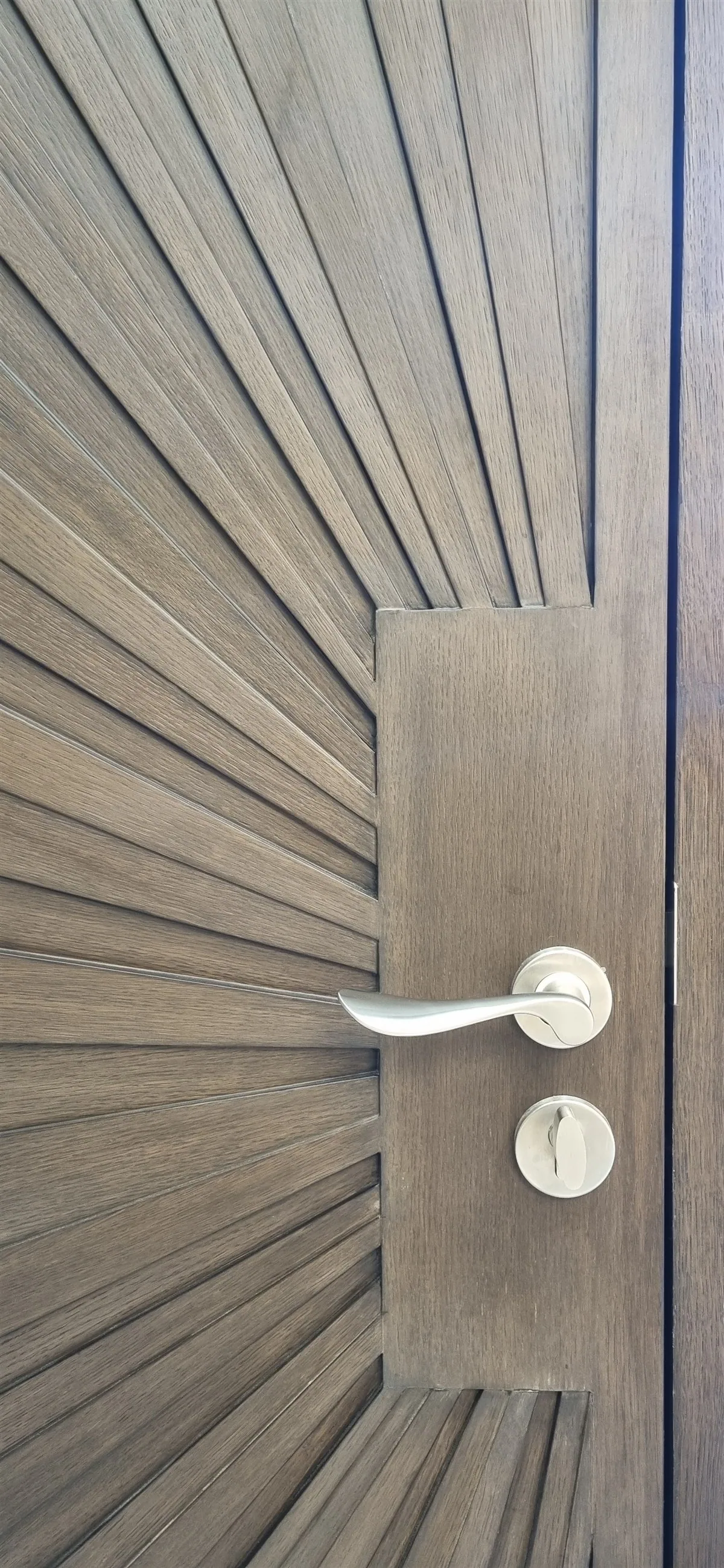 Fluted timber door with lever handle — Mr Mohak residence